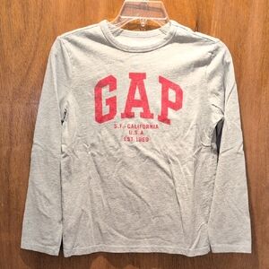 GAP Kids Light Gray Long Sleeve Tee with Red Logo
